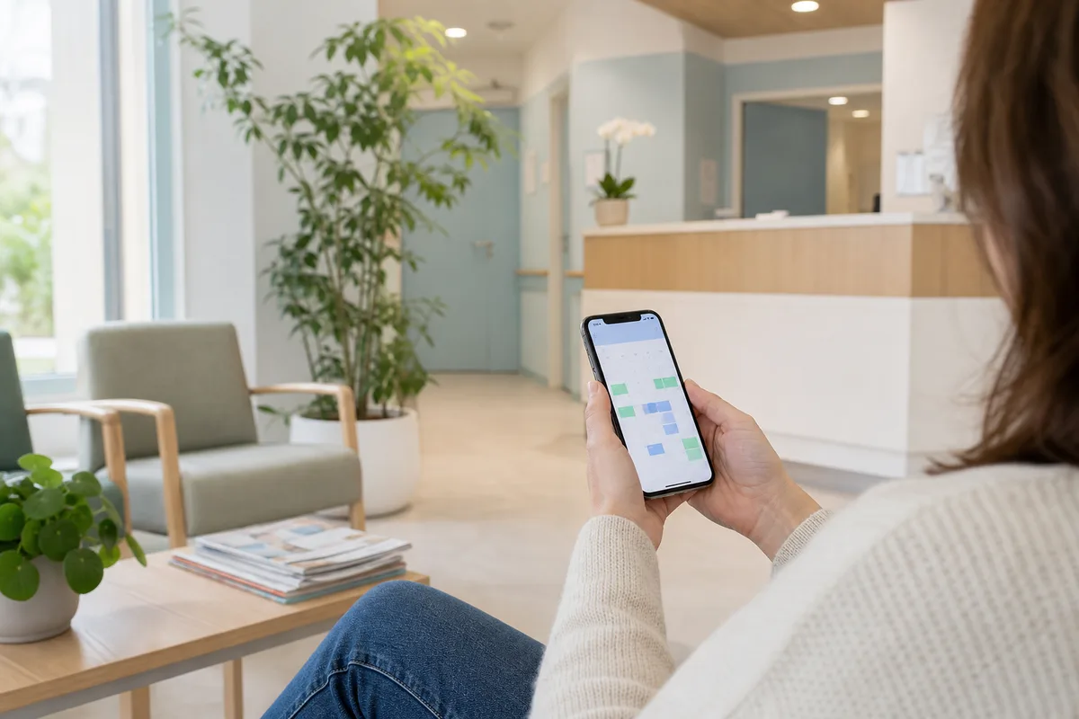 Personne consultant un agenda de rendez-vous sur un téléphone mobile